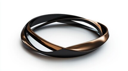 Naklejka premium Elegant twisted metallic sculpture: modern minimalist art in black and bronze