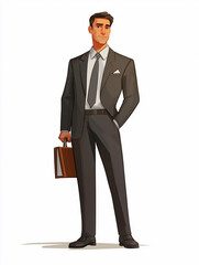 Cartoon illustration of a professional man with briefcase