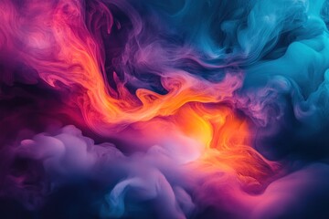 Obraz premium Abstract colorful smoke swirls on a dark background.