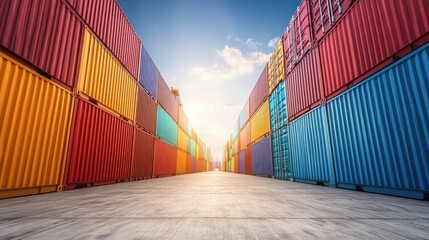 Fototapeta premium Shipping Containers Lined Up in a Row