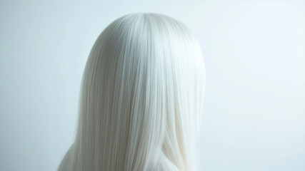 Fototapeta premium A graceful portrait of a beautiful woman with long, shiny blonde hair glowing in soft light