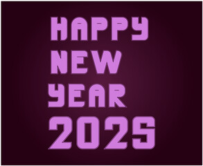 Obraz premium 2025 Happy New Year Holiday Purple Typography Drawing Design Abstract Vector Illustration