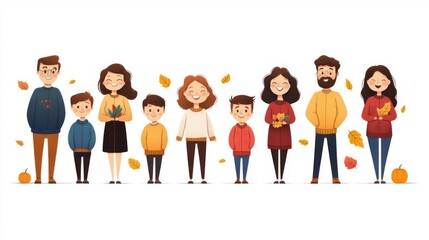 Fototapeta premium A joyful family portrait in autumn season.