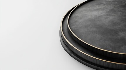 Obraz premium Elegant black and gold minimalist circular platforms on gradient background