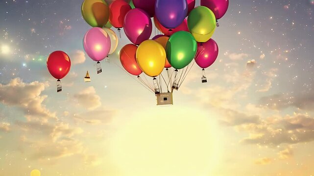 vibrant design showcasing bundle colorful balloons soaring sky glittering lights symbolizing celebration New Year&rsquo;s fresh beginnings space personalized text balloon background birthday party year