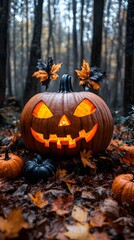 Jack-o'-lantern in the Woods