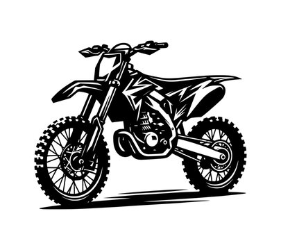 A silhouette vector of a motocross dirt bike, isolated on a white background.