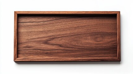 Obraz premium Elegant wooden tray with rich grain texture on white background