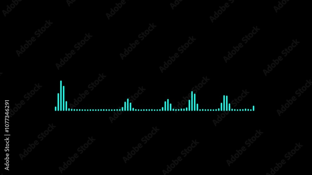 Poster white audio waveform spectrum animation. alpha channel, spectrum audio animation. abstract music wav