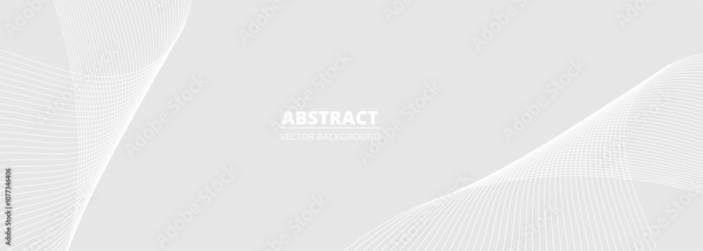 Aufkleber Abstract soft gray vector background with white wavy lines. Wide elegant vector illustration