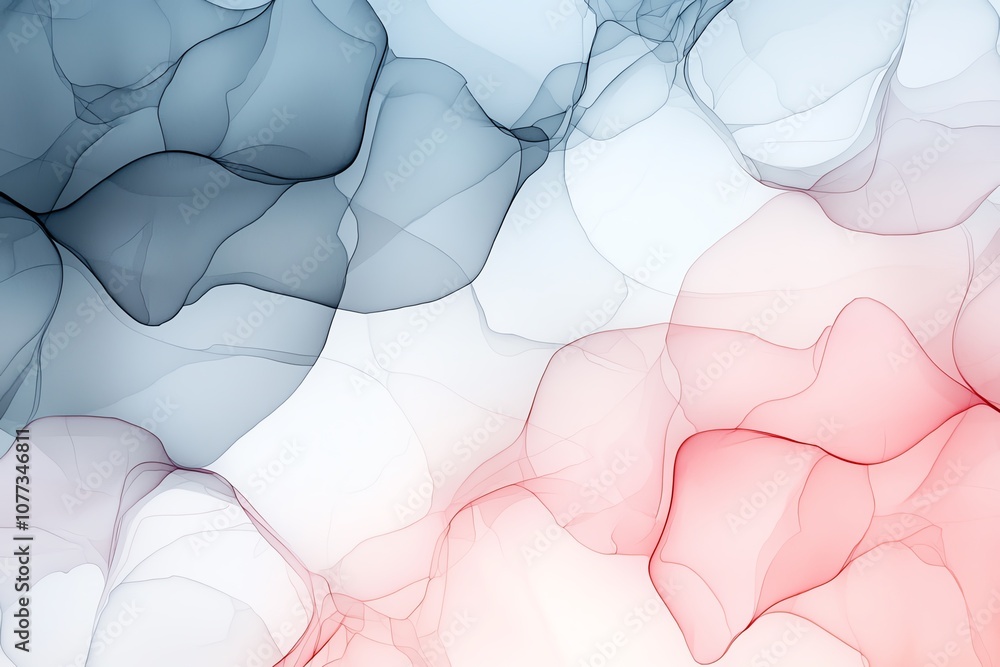 Poster abstract fluid art background featuring soft blue and red gradients, creating an ethereal, flowing t