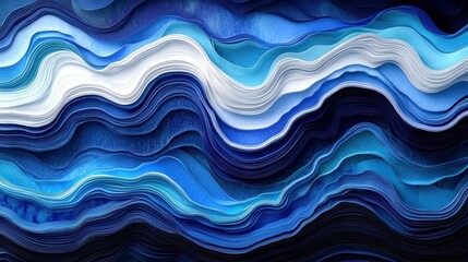 Fototapeta premium Abstract blue and white wavy background with a 3D effect.