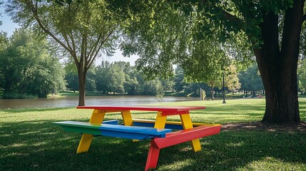 wooden picnic bench set