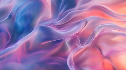Obraz premium Flowing translucent waves, pastel hues of blue and pink, fluidity, softness