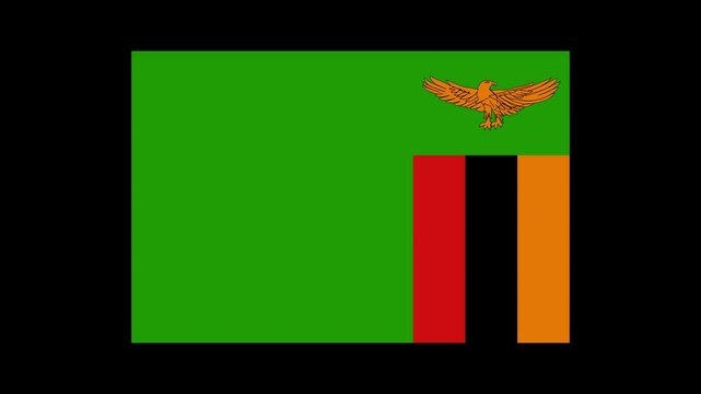 Zambia Country Flag Shapes and Elements Construction Animation