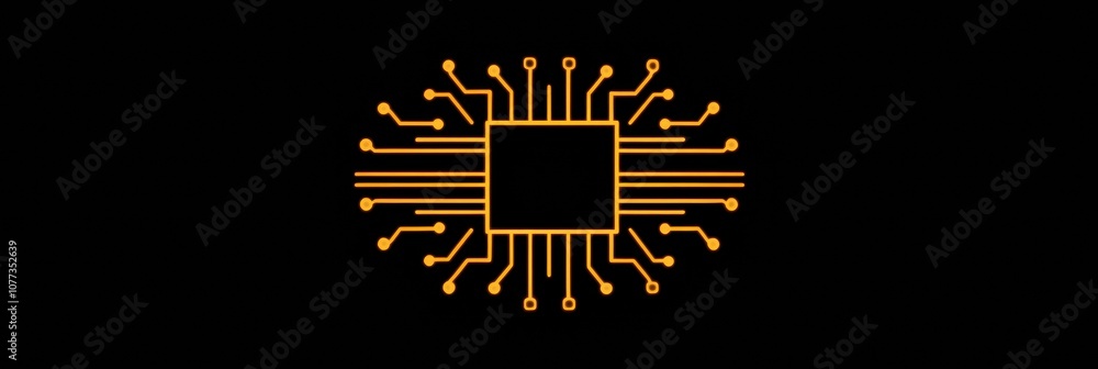 Aufkleber the design showcases a microchip with radiating digital traces, symbolizing connectivity and modern 