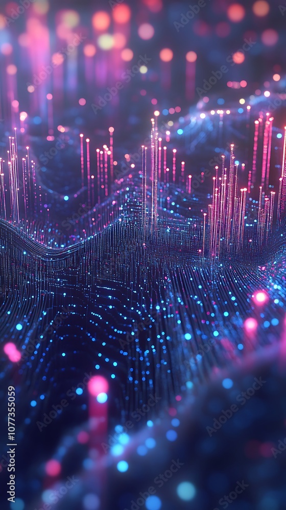 Poster abstract dot network illustrating connectivity within evolving smart cities
