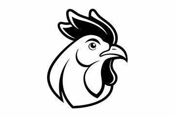 Minimalist Rooster Head Logo Clean Line Art Vector Icon Design