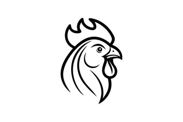 Minimalist Rooster Head Logo Clean Line Art Vector Icon Design