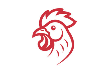 Minimalist Rooster Head Logo Clean Line Art Vector Icon Design