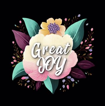 Great Joy Floral Lettering Animation with Transparent Alpha Channel