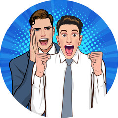 person shocked upon hearing gossip secret pop art comic cartoon