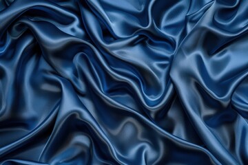 Fototapeta premium Close-up of Smooth, Wavy Blue Satin Fabric