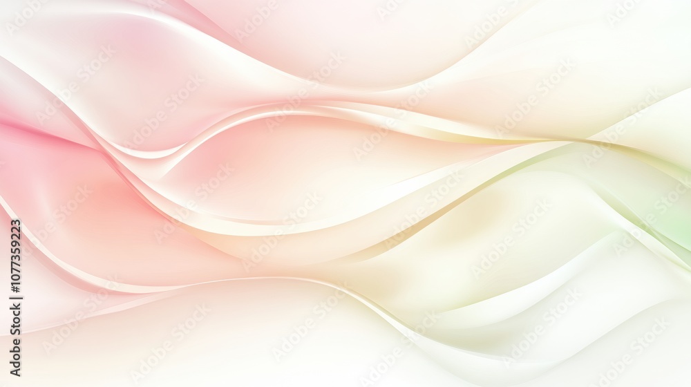 Poster soft shapes and gradients blend harmoniously, creating a tranquil atmosphere with soothing pastel co