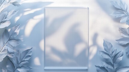 Minimalist botanical background with leaves and shadows in soft light