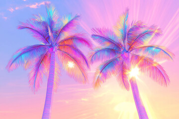 Obraz premium Palm trees at sunset