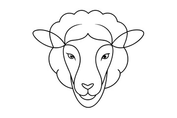 Minimalist Line Drawing of Sheep Head Logo Vector Illustration | Clean Line Art Design