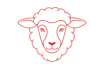 Minimalist Line Drawing of Sheep Head Logo Vector Illustration | Clean Line Art Design