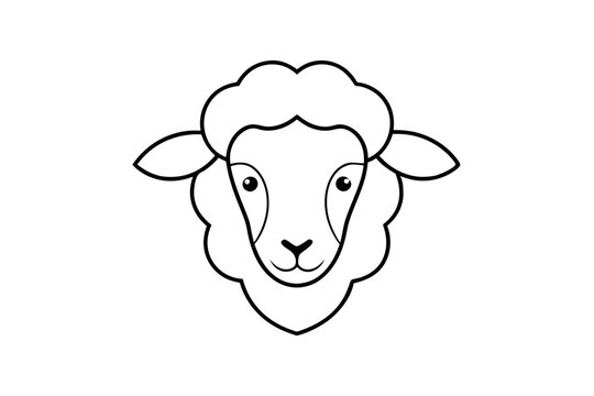 Minimalist Line Drawing of Sheep Head Logo Vector Illustration | Clean Line Art Design