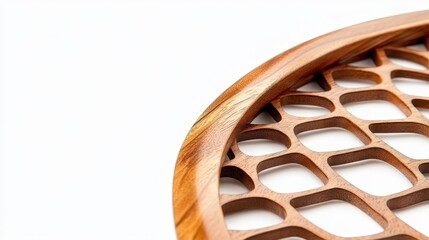 Obraz premium Intricate wooden mesh design on curved surface with modern aesthetic