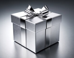  Silver gift box on a silver background