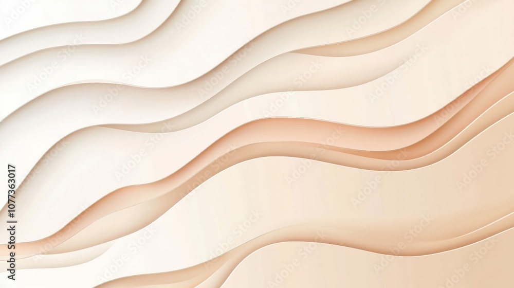 Poster soft curves in warm hues of cream and beige blend seamlessly, creating a calming visual experience t