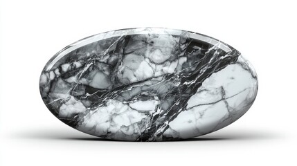 Elegant black and white marble oval pattern on white background