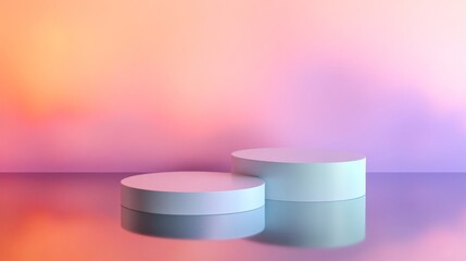 Two White Cylindrical Platforms on a Gradient Background