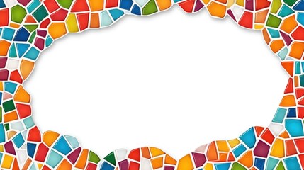 Fototapeta premium Colorful mosaic frame with flowing geometric pattern on white background