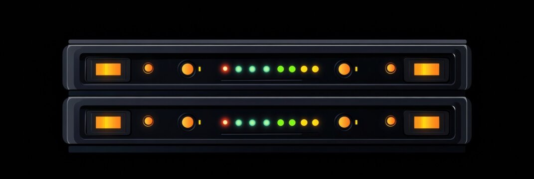 The servers display blinking indicators against a dark background, showcasing their active status and ongoing processes. Generative AI
