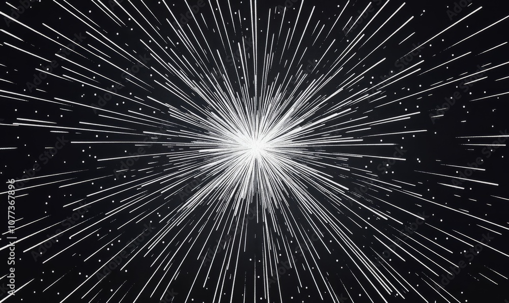 Aufkleber a burst of white geometric lines radiating outward in a symmetrical pattern, creating an intricate s