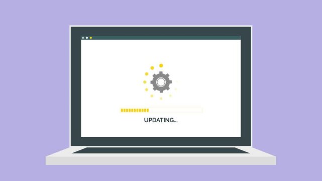 Updating program Loading updates and software update pending for setting update with Loading and updating new updates load bar in laptop softwares with blue background and bg. Check update process.