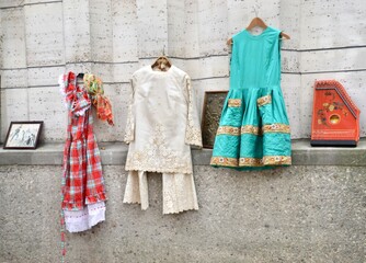 Clothes for sale at a Paris flea market