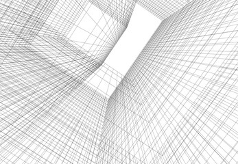 abstract architecture building vector drawing