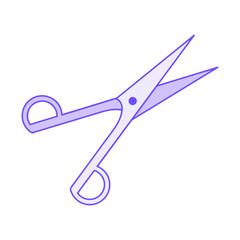 Lavender hairdressing scissors in doodle style. Hand drawn hairdressing scissors, perfect for showcasing hairdressing scissors features and enhancing hairstyle creativity for professional results.