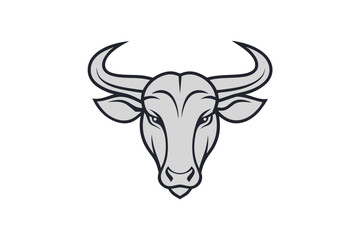 Minimalist Line Drawing of Wildebeest Head Logo - Vector Illustration