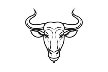Minimalist Line Drawing of Wildebeest Head Logo - Vector Illustration