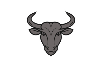 Minimalist Line Drawing of Wildebeest Head Logo - Vector Illustration