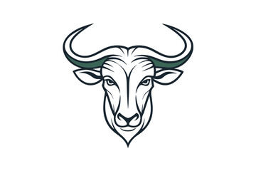 Minimalist Line Drawing of Wildebeest Head Logo - Vector Illustration