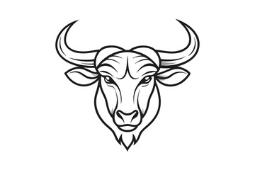 Minimalist Line Drawing of Wildebeest Head Logo - Vector Illustration